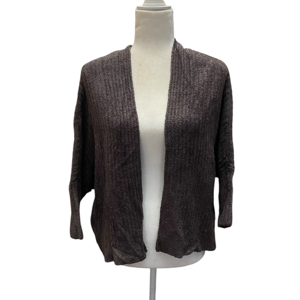 Barefoot Dreams Ribbed Grey Dolman Sleeve Open Cardigan Size S/M Cozychic Lite